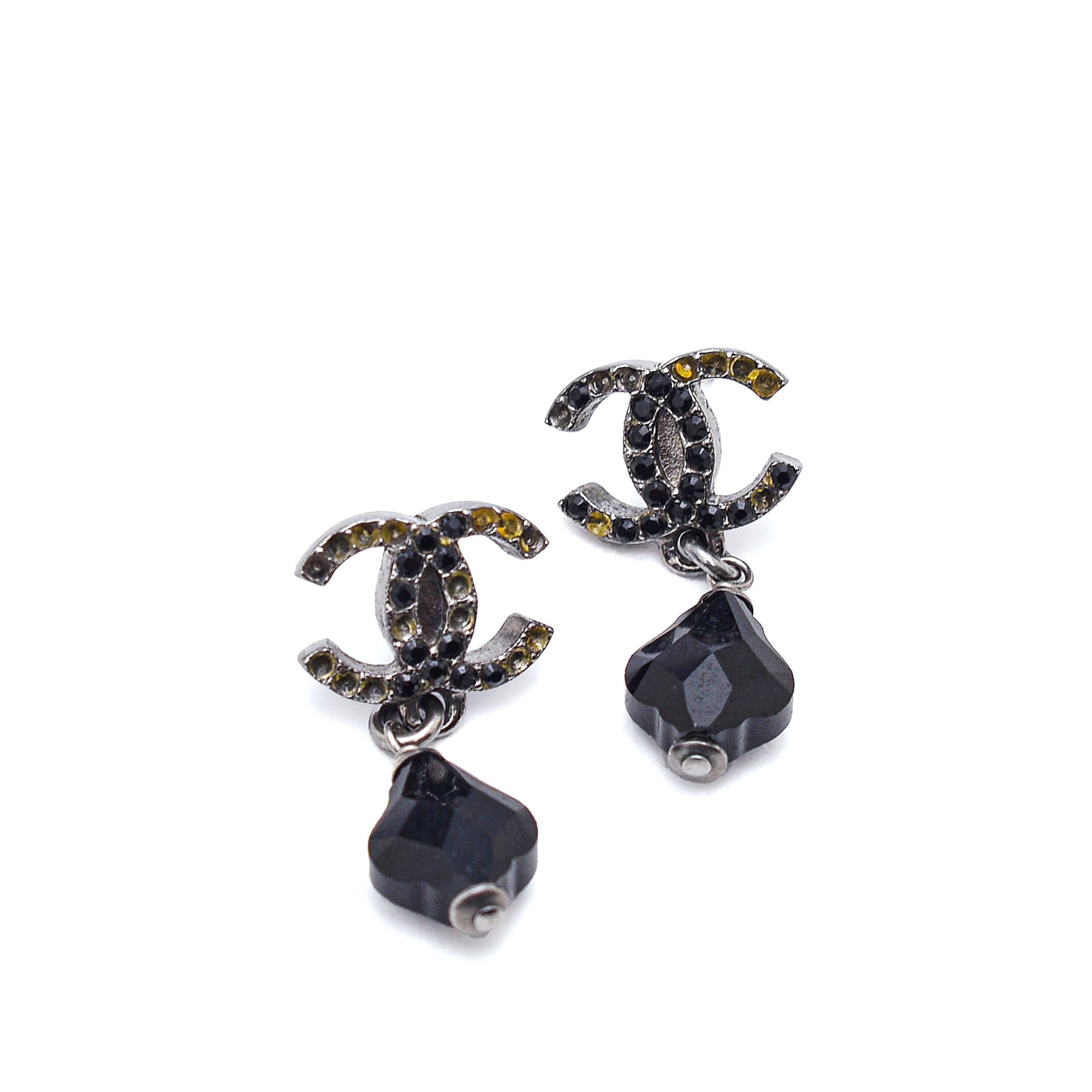 Chanel - Silver&Black CC Stud Earrings